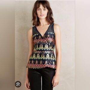 Anthropologie HD in Paris Yana Jacquard Peplum Blouse